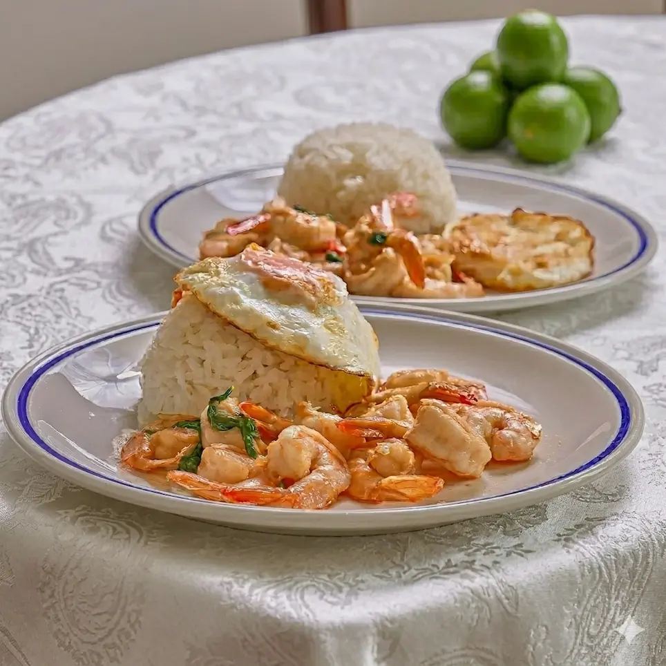 Due piatti thailandesi serviti a tavola